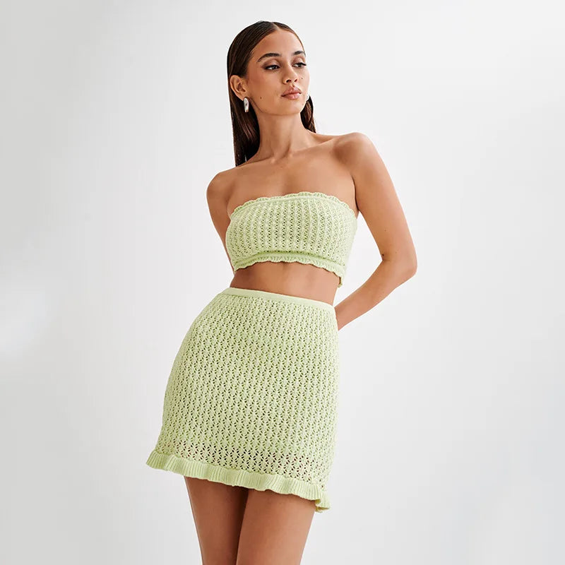 Beach Knit Set - Soft Cotton Blend - Casual Summer Outfit - Women's Beachwear - Available in Multiple Colors