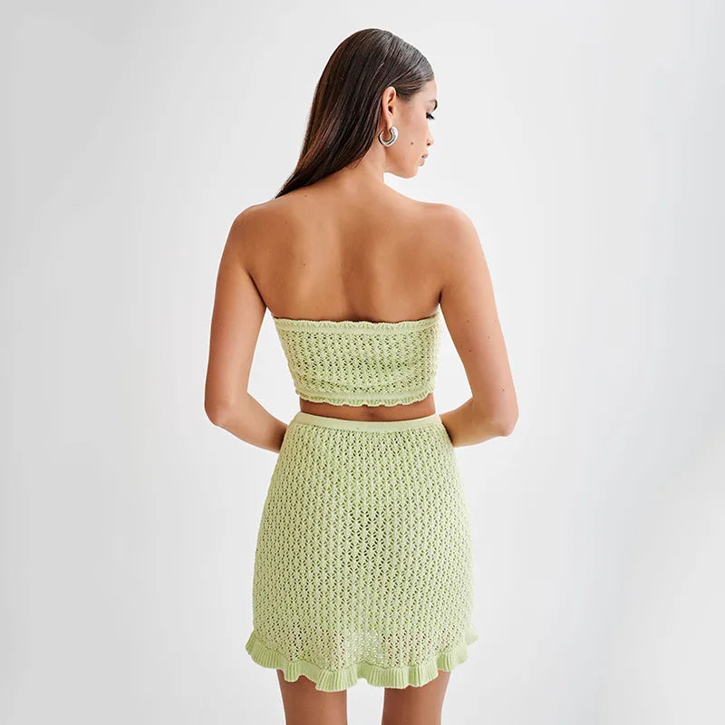 Beach Knit Set - Soft Cotton Blend - Casual Summer Outfit - Women's Beachwear - Available in Multiple Colors