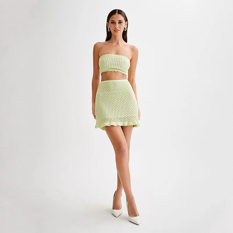 Beach Knit Set - Soft Cotton Blend - Casual Summer Outfit - Women's Beachwear - Available in Multiple Colors