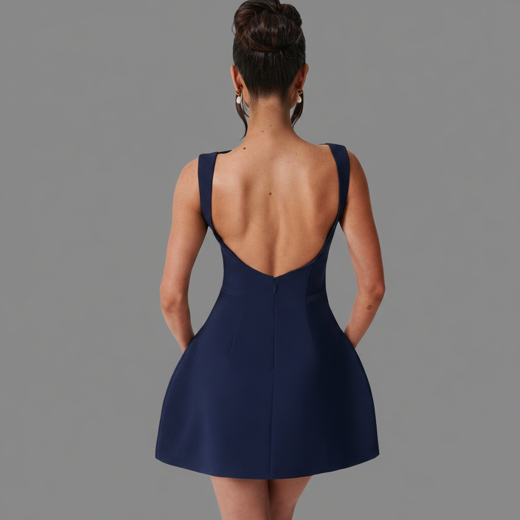 Boat Neck A-Line Mini Dress in Lightweight Fabric for Casual Wear and Summer Events