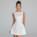 Boat Neck A-Line Mini Dress in Lightweight Fabric for Casual Wear and Summer Events