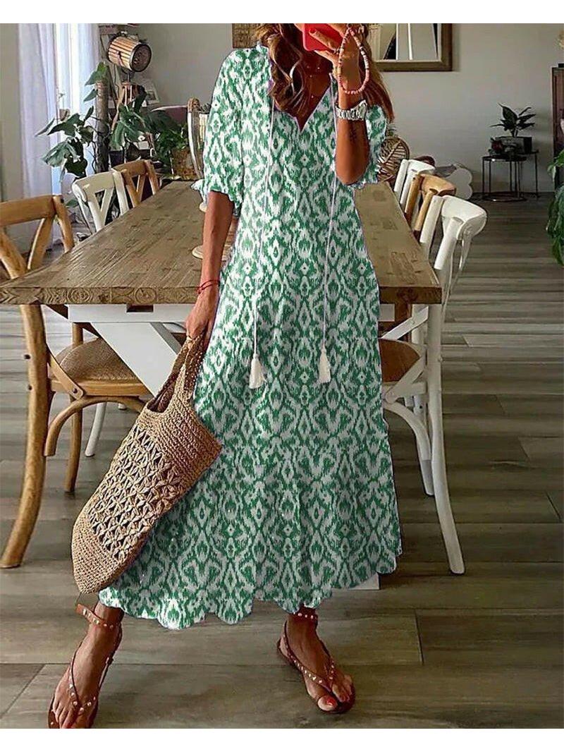 Boho Tummy Coverage Dress - Flowy Fabric - Casual Summer Dress - Perfect for Beach or Outdoor Events