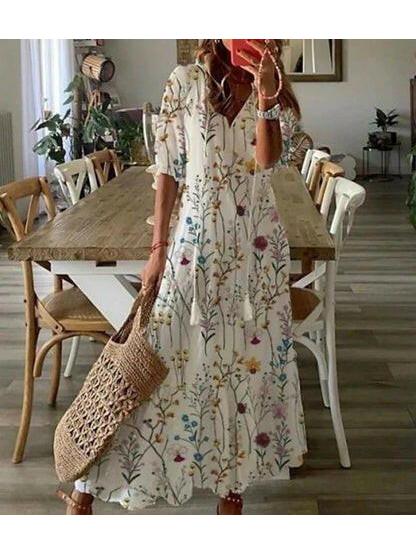 Boho Tummy Coverage Dress - Flowy Fabric - Casual Summer Dress - Perfect for Beach or Outdoor Events