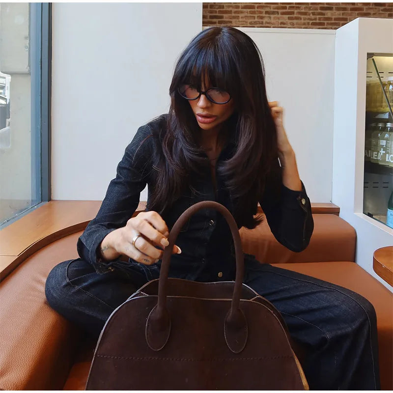 Button-Up Denim Set for Women - Casual Style, Comfortable Fit, Versatile Outfit for Everyday Wear