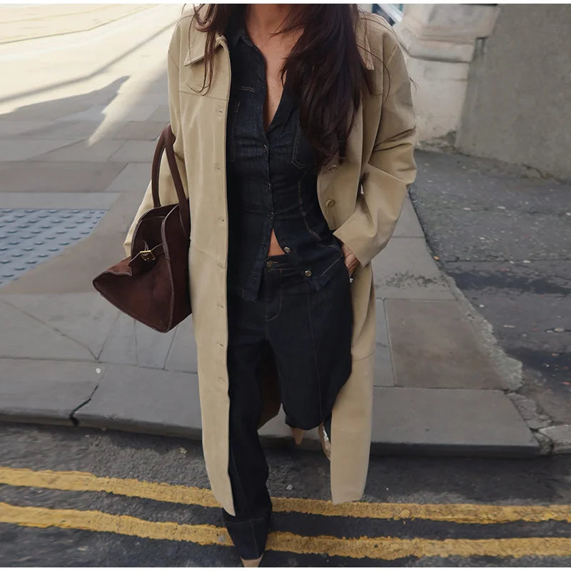 Button-Up Denim Set for Women - Casual Style, Comfortable Fit, Versatile Outfit for Everyday Wear