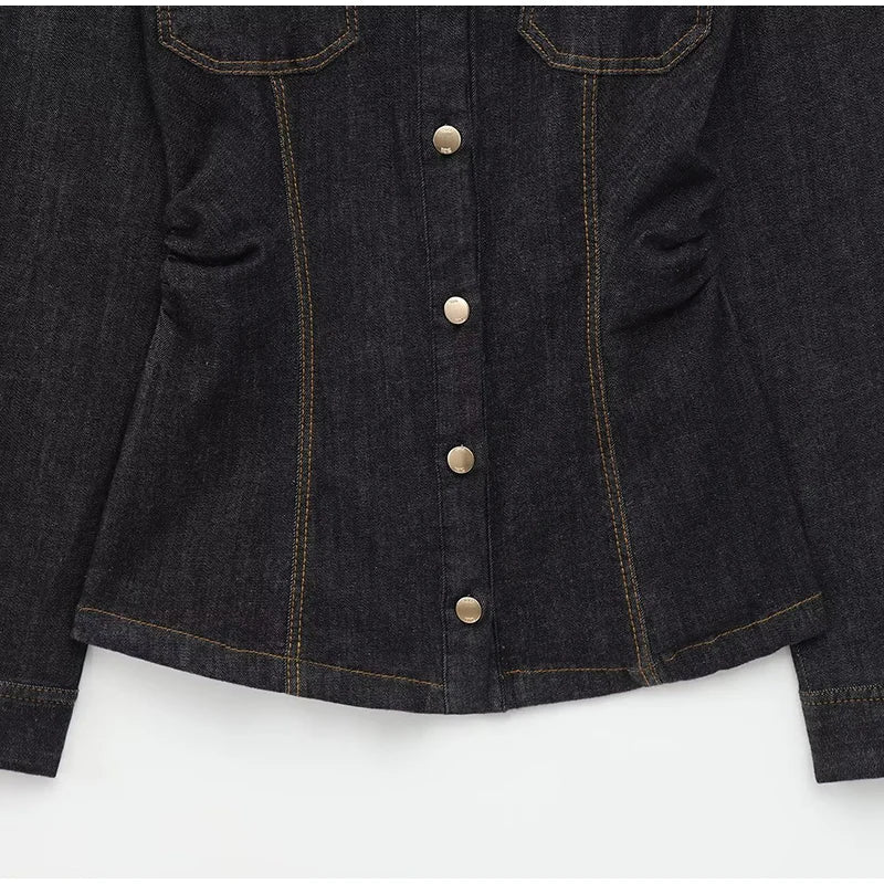 Button-Up Denim Set for Women - Casual Style, Comfortable Fit, Versatile Outfit for Everyday Wear