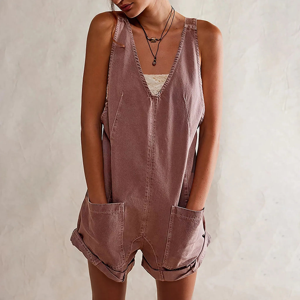 Capri One-Piece Jumpsuit in Lightweight Fabric for Casual Wear and Summer Outings