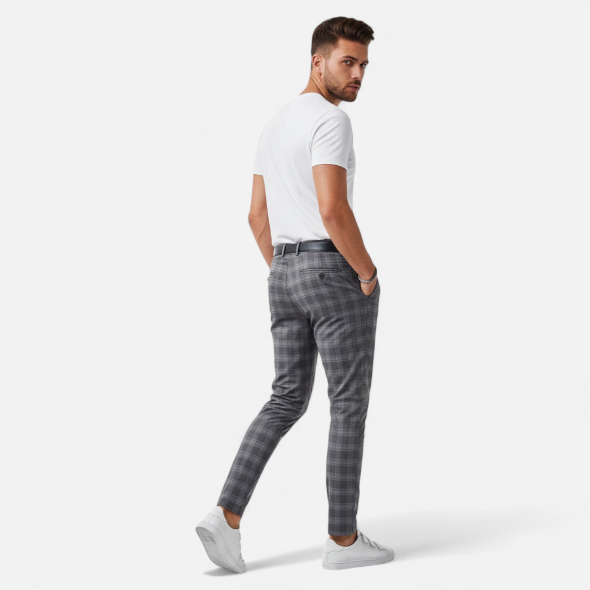 Chino Pants for Men | Premium Checkered Fabric | Elegant Style | Casual or Formal Wear