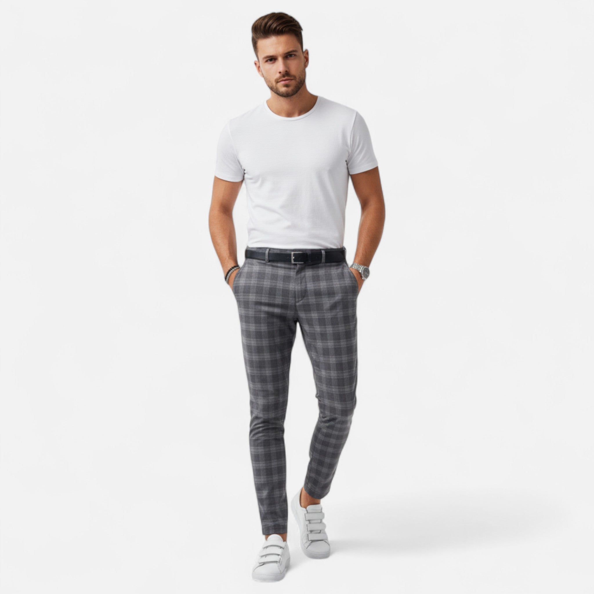 Chino Pants for Men | Premium Checkered Fabric | Elegant Style | Casual or Formal Wear