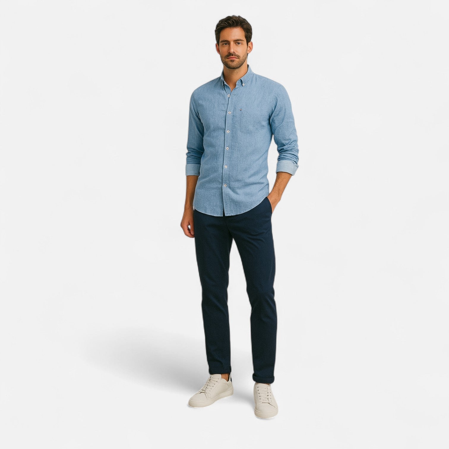 Cotton Blend Utility Pocket Shirt - Straight Fit Casual Wear for Everyday Use