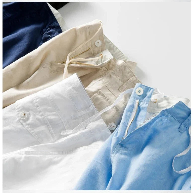 Cotton Linen Summer Beach Shorts for Men - Lightweight, Comfortable, Casual Swimwear