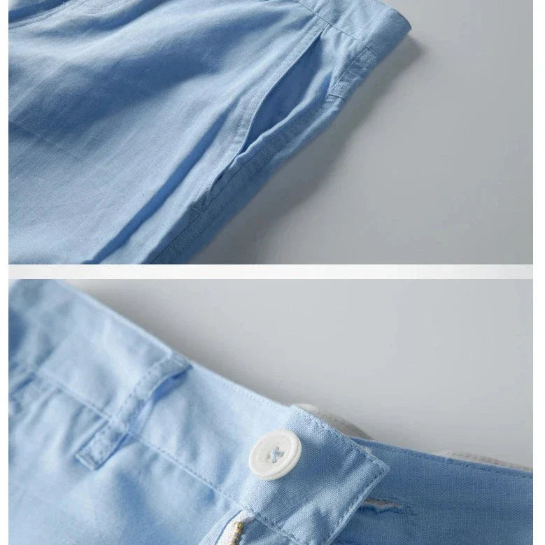 Cotton Linen Summer Beach Shorts for Men - Lightweight, Comfortable, Casual Swimwear