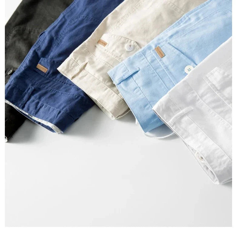 Cotton Linen Summer Beach Shorts for Men - Lightweight, Comfortable, Casual Swimwear