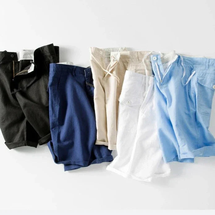 Cotton Linen Summer Beach Shorts for Men - Lightweight, Comfortable, Casual Swimwear
