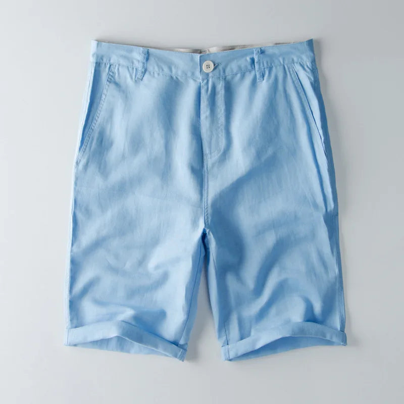 Cotton Linen Summer Beach Shorts for Men - Lightweight, Comfortable, Casual Swimwear