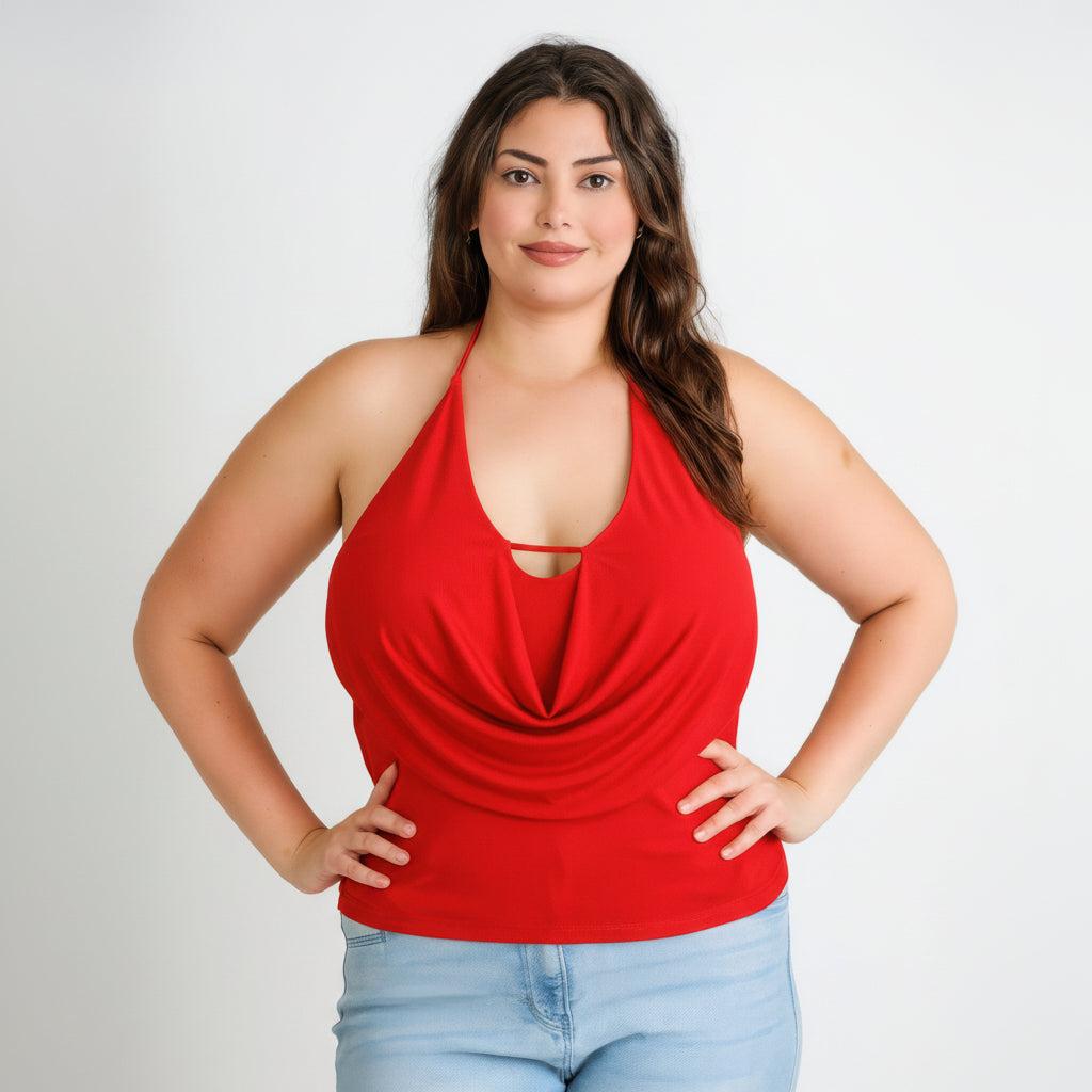 Cowl Neck Halter Top - Draped Design - Elegant Evening Wear - Women's Fashion Blouse - Available in Multiple Colors