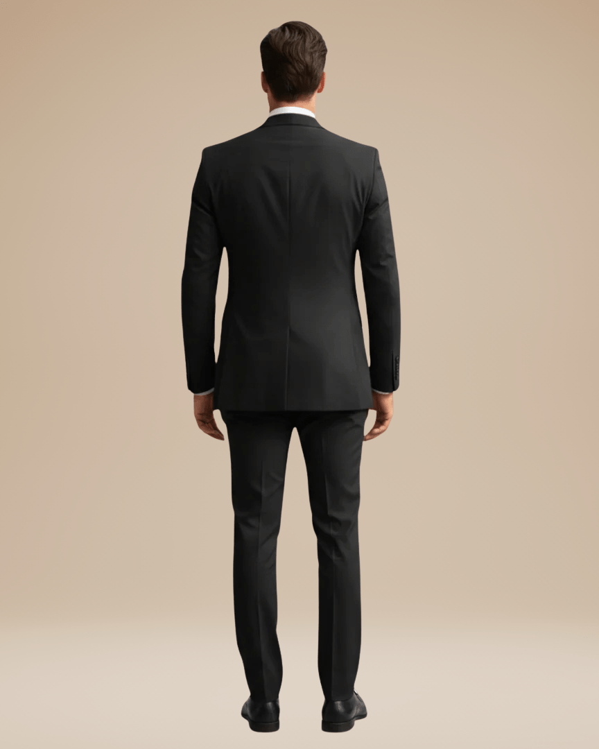 Custom Tailored Men's Three-Piece Suit in Soft Stretch Wool - Elegant Formal Wear with Regular Fit