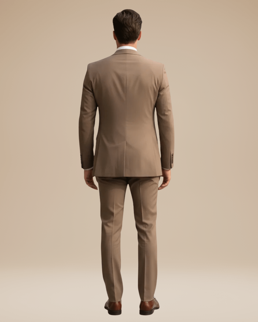 Custom Tailored Men's Three-Piece Suit in Soft Stretch Wool - Elegant Formal Wear with Regular Fit