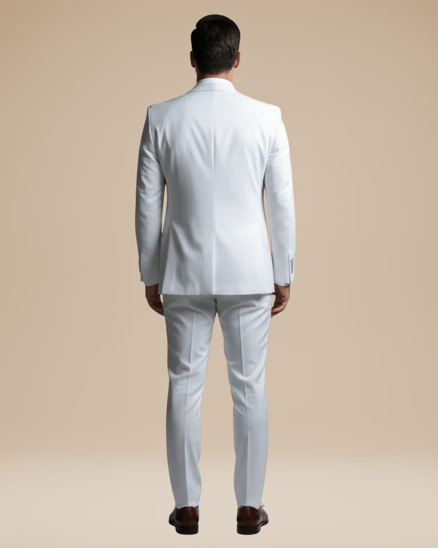 Custom Tailored Men's Three-Piece Suit in Soft Stretch Wool - Elegant Formal Wear with Regular Fit