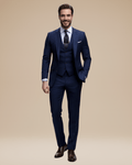Custom Tailored Men's Three-Piece Suit in Soft Stretch Wool - Elegant Formal Wear with Regular Fit