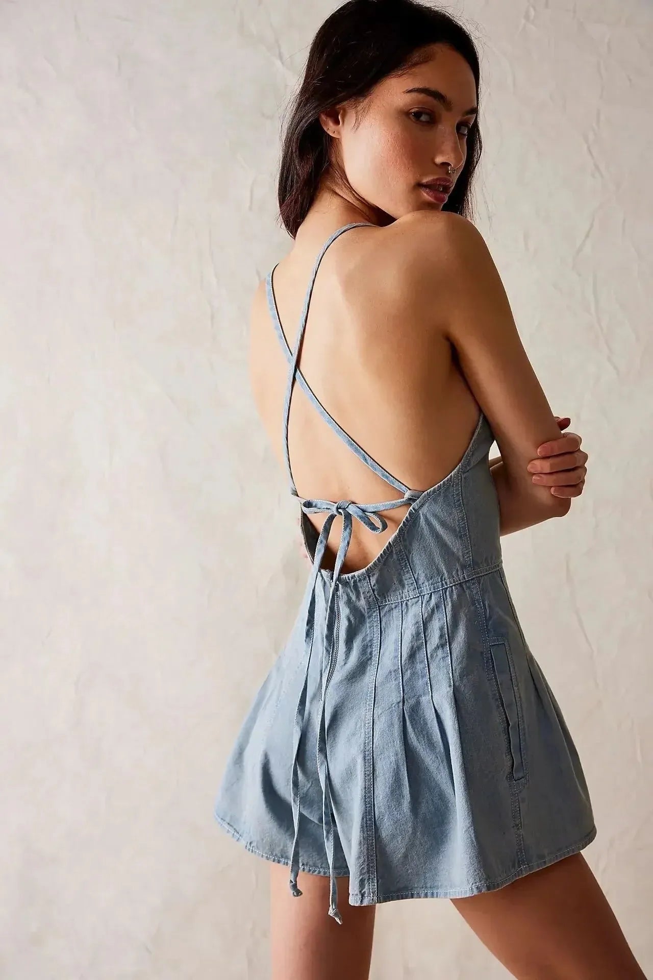 Denim Midi Dress for Women | Classic Blue Jean Fabric | Casual Everyday Wear | Adjustable Straps and Pockets