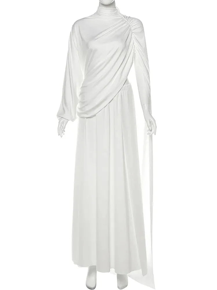 Draped Two-Piece Skirt Set for Women - Lightweight Fabric, Casual Style, Perfect for Summer Outings and Events