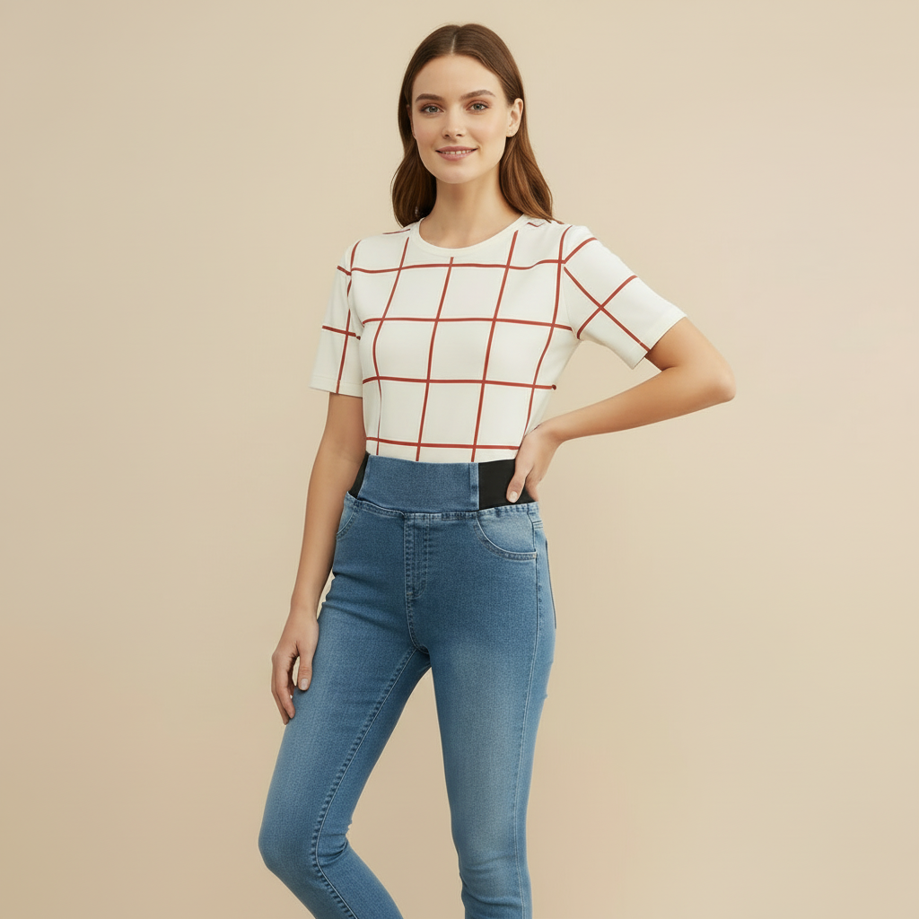 Elastic Waist Bell Bottom Jeans for Women - Comfortable Denim Flare Pants for Casual Wear