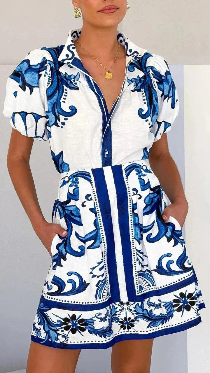 Floral Linen Cocktail Dress for Women - Elegant Summer Party Attire with Sleeveless Design