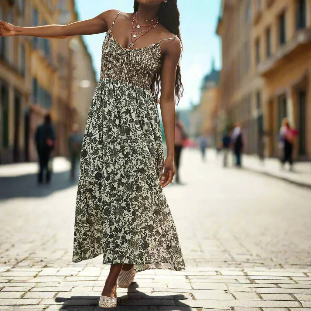 Floral Maxi Dress for Women - Lightweight Fabric, Bohemian Style, Perfect for Summer Events and Casual Outings