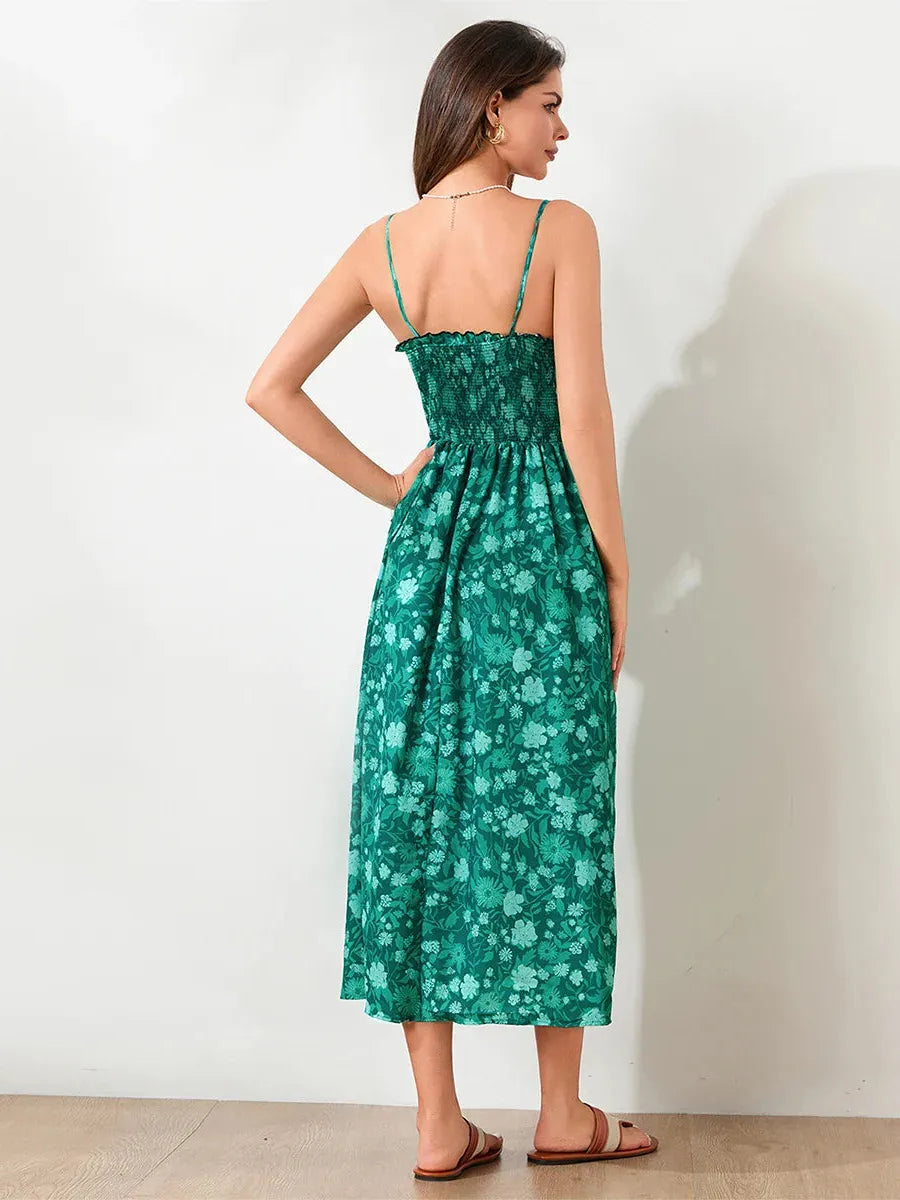 Floral Maxi Dress for Women - Lightweight Fabric, Bohemian Style, Perfect for Summer Events and Casual Outings