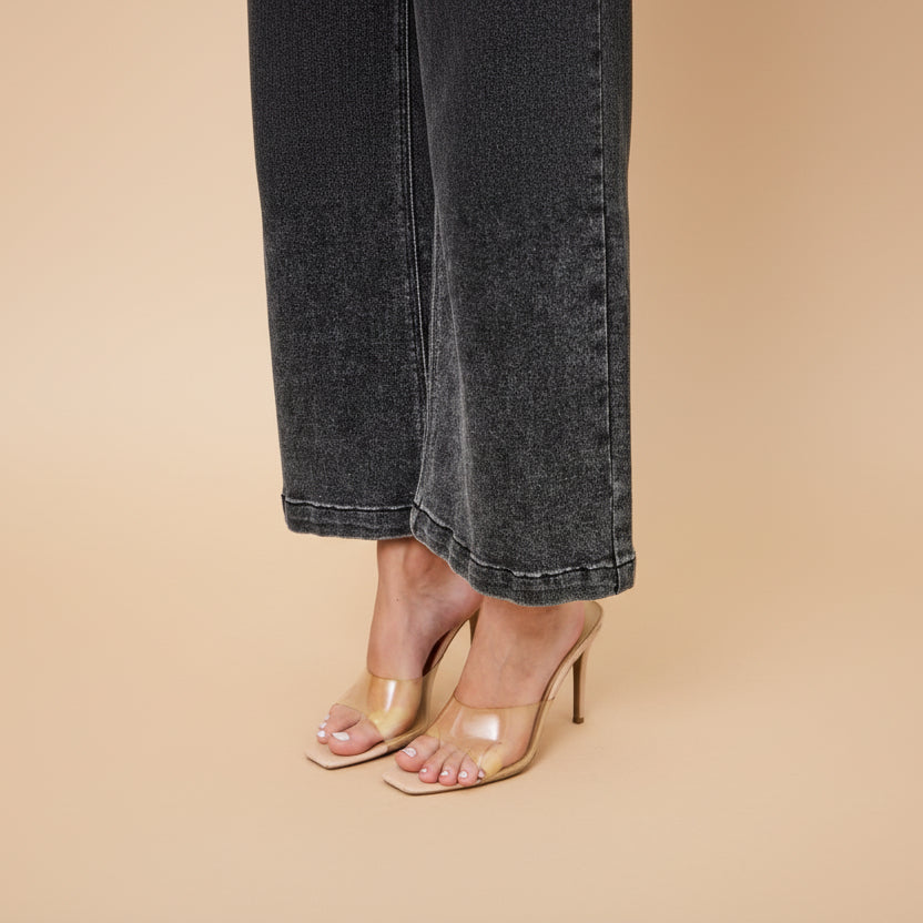 High-Rise Wide Leg Crop Jeans for Women - Comfortable Denim Casual Pants for Everyday Wear