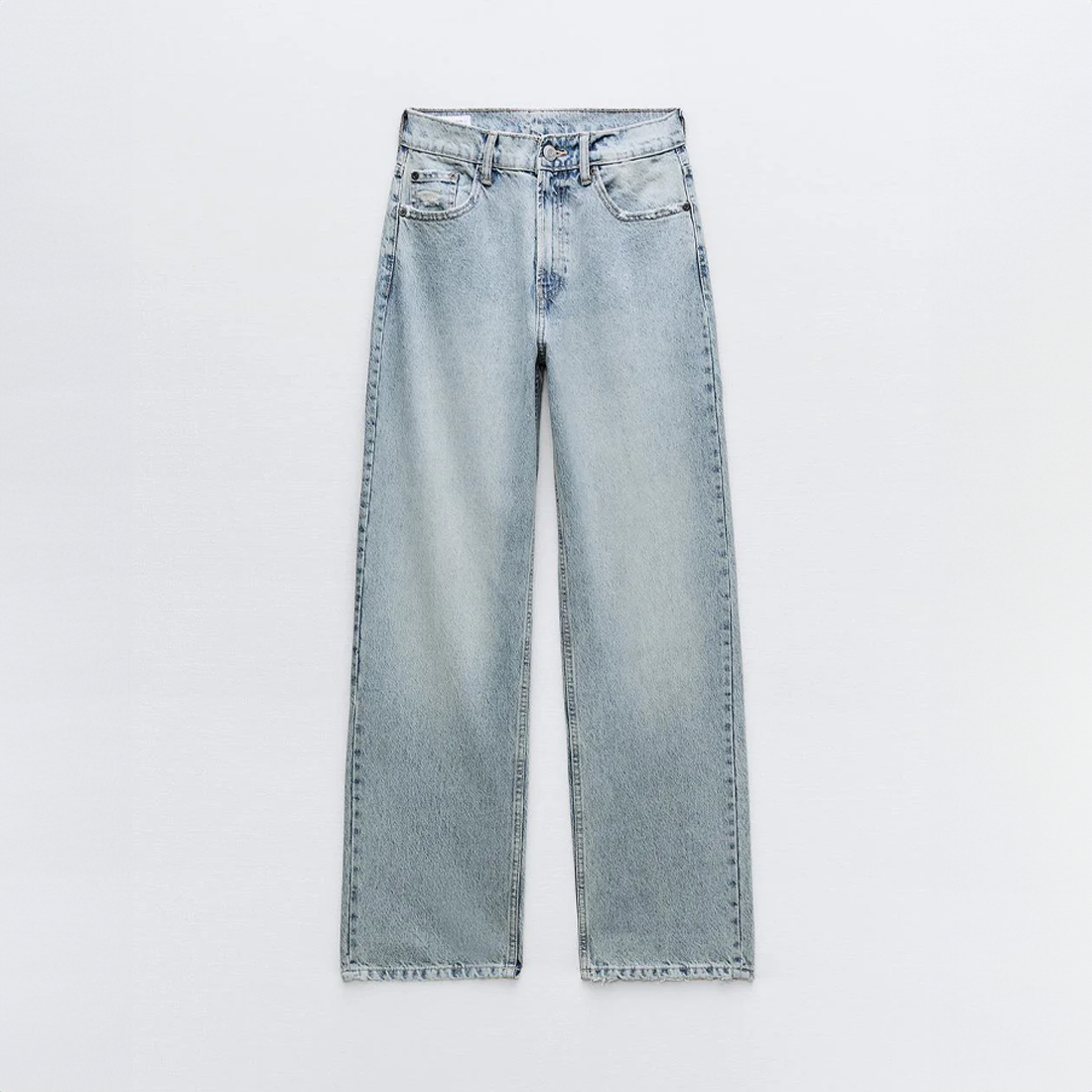 High-Waisted Straight Leg Jeans with Patchwork and Distressed Effect for Women