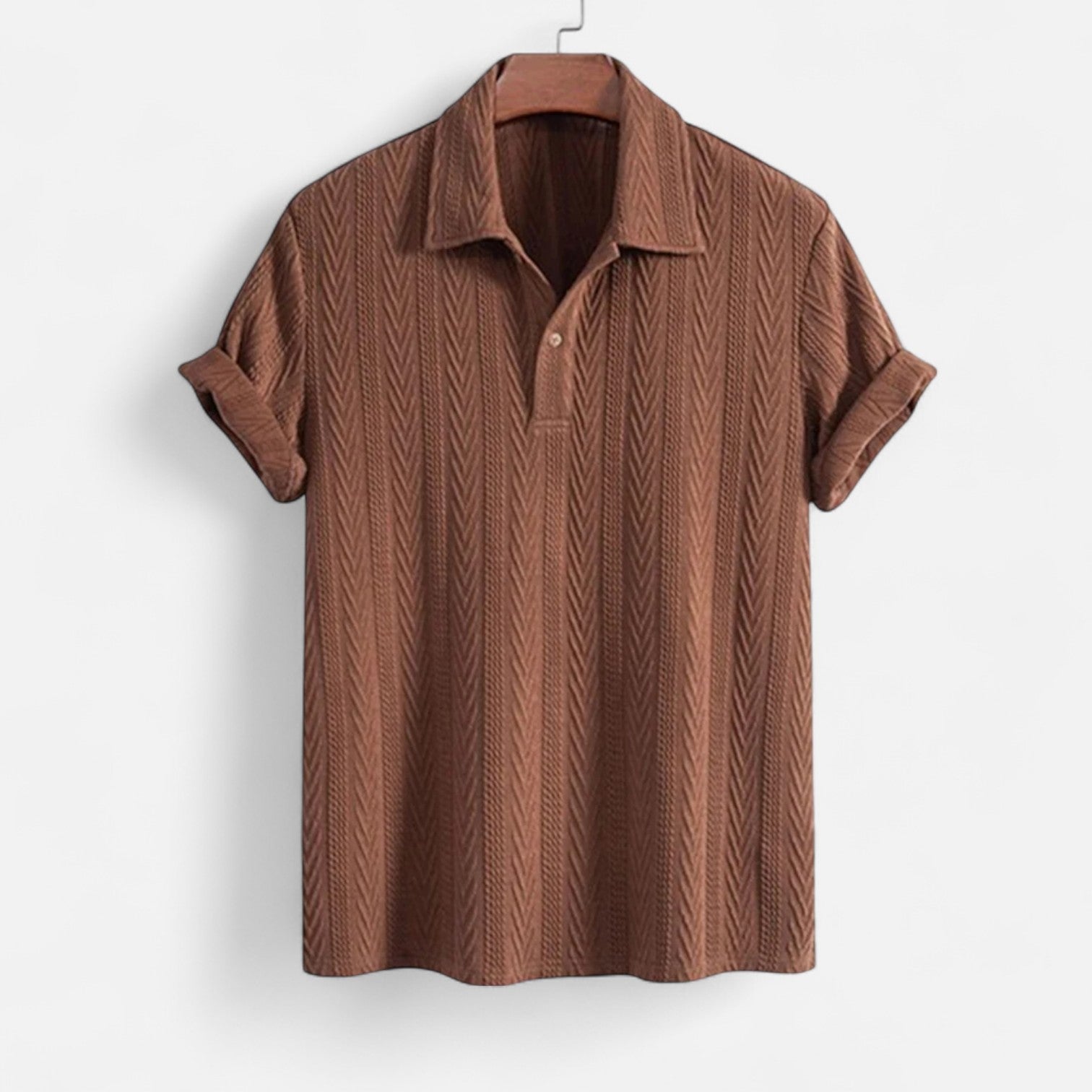 Knit Polo Shirt with Textured Front and Soft Stretch Fabric for Casual Wear and Everyday Comfort