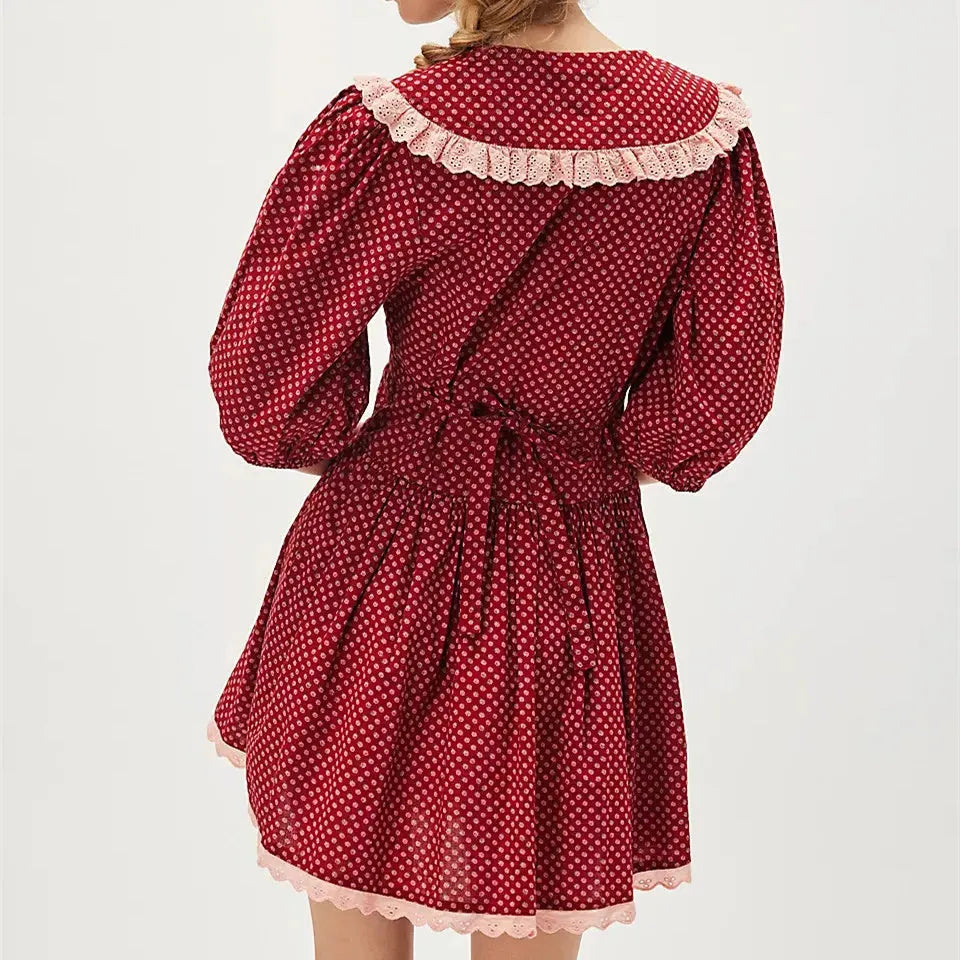 Lace Collar Mini Dress in Elegant Design for Casual or Formal Wear - Perfect for Parties and Special Occasions