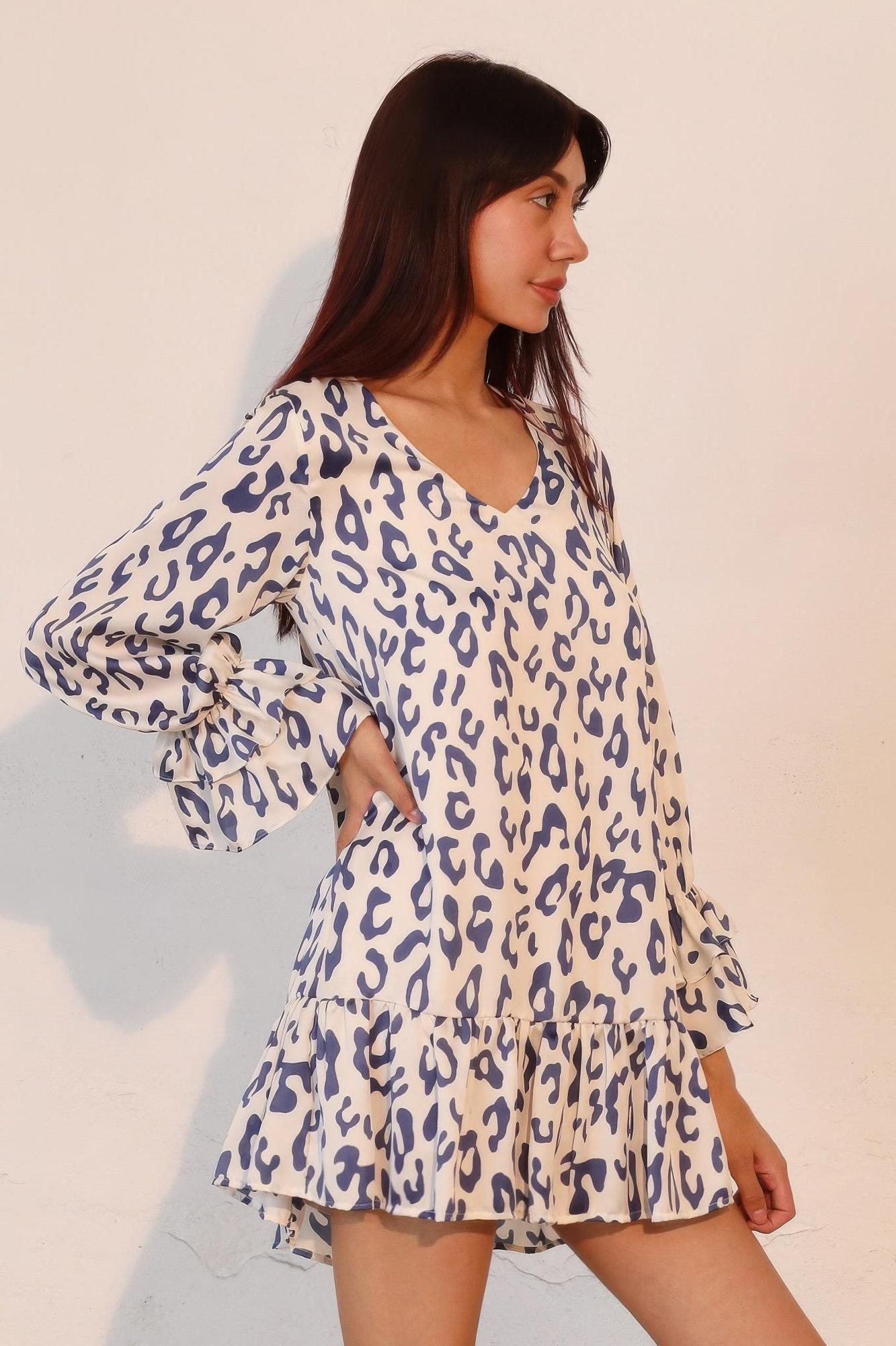 Leopard Print Ruffle Dress - Lightweight Fabric - Casual Style for Women - Perfect for Summer Outings and Parties