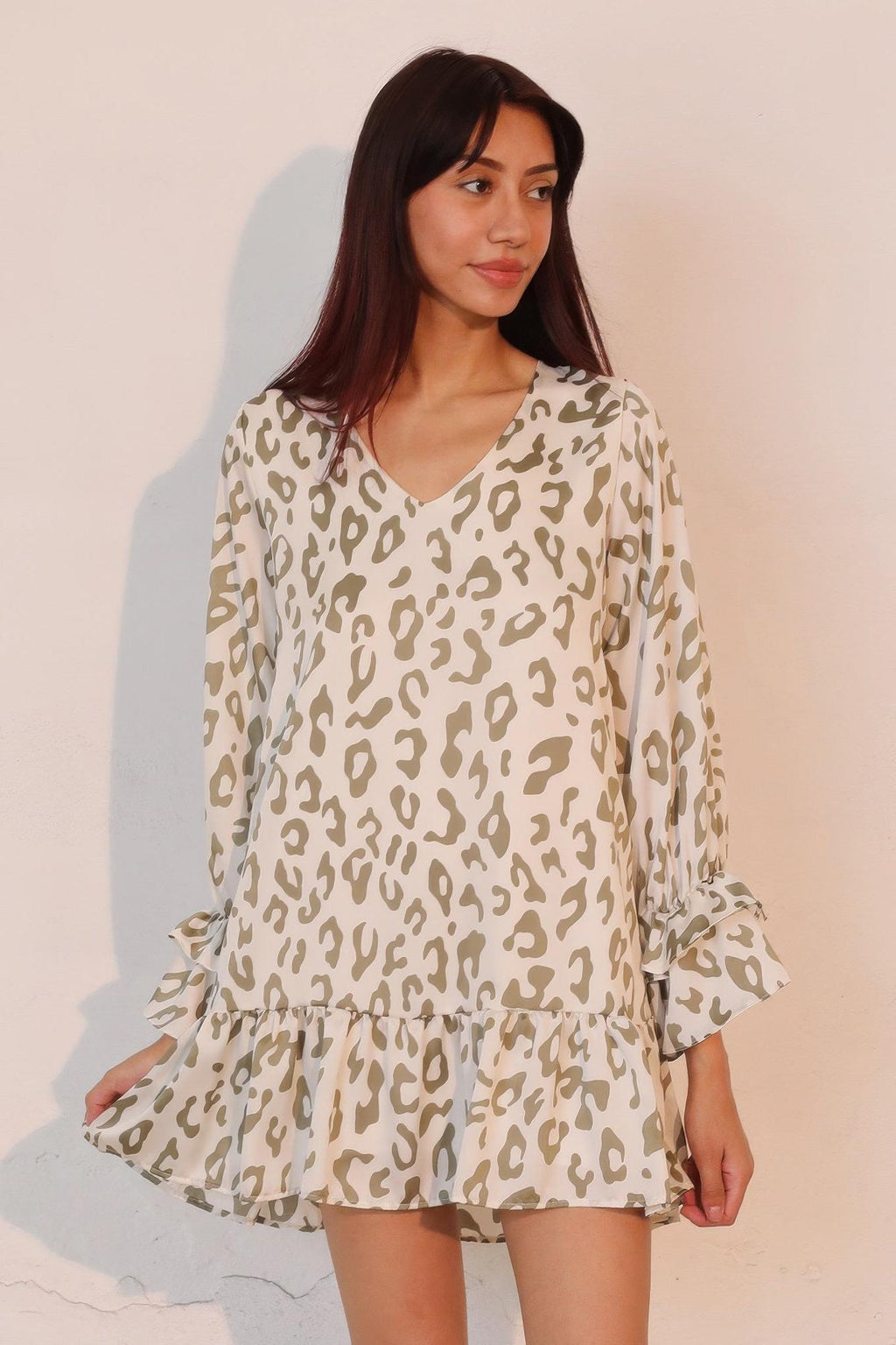 Leopard Print Ruffle Dress - Lightweight Fabric - Casual Style for Women - Perfect for Summer Outings and Parties