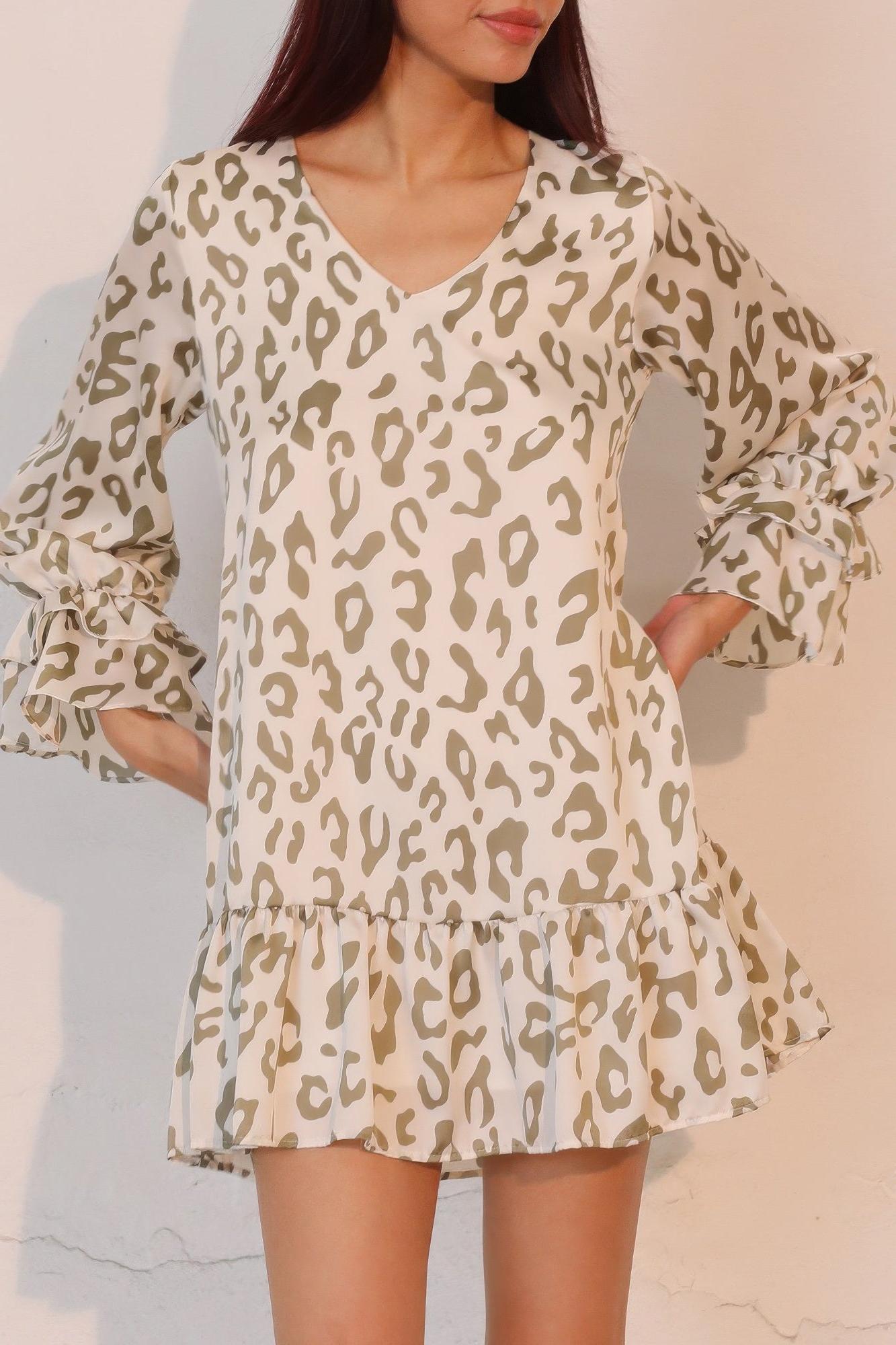 Leopard Print Ruffle Dress - Lightweight Fabric - Casual Style for Women - Perfect for Summer Outings and Parties