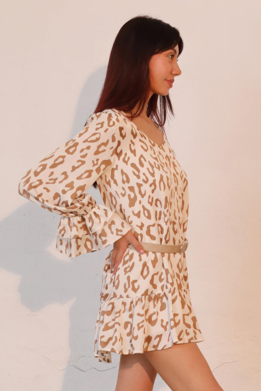 Leopard Print Ruffle Dress - Lightweight Fabric - Casual Style for Women - Perfect for Summer Outings and Parties