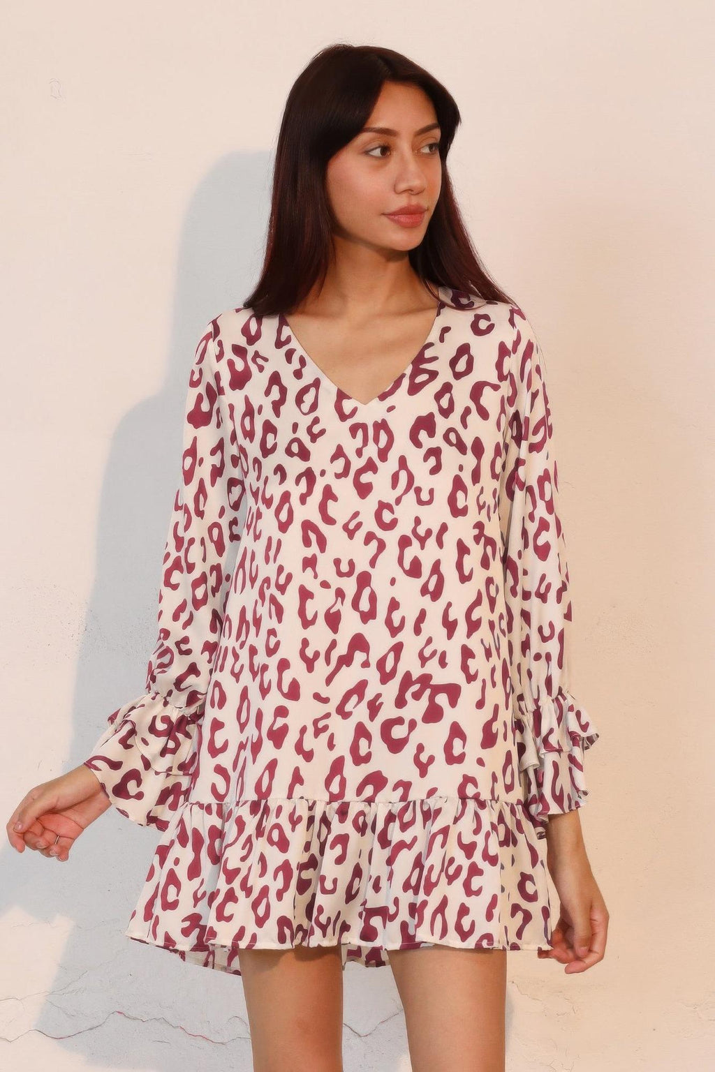 Leopard Print Ruffle Dress - Lightweight Fabric - Casual Style for Women - Perfect for Summer Outings and Parties