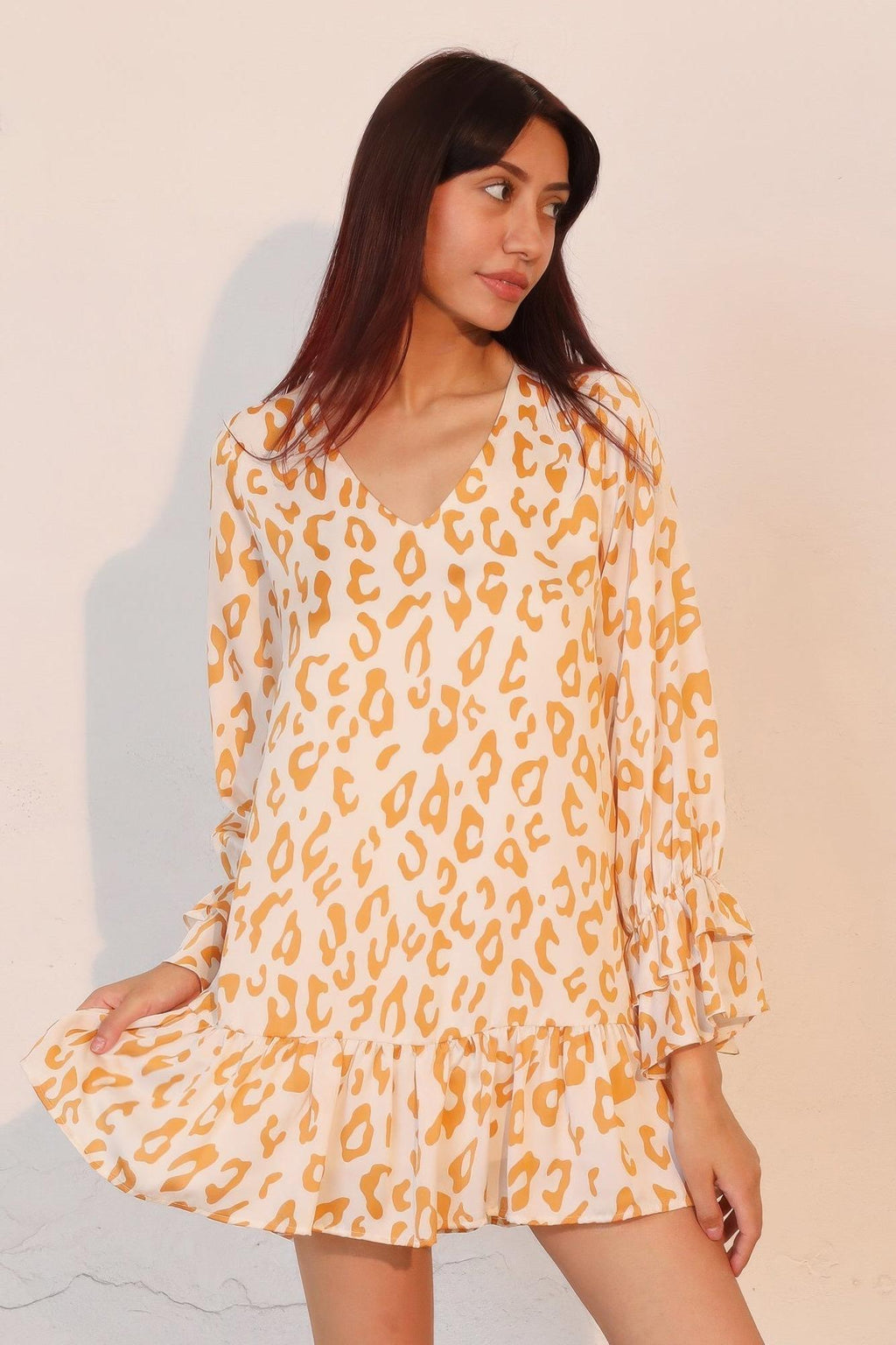 Leopard Print Ruffle Dress - Lightweight Fabric - Casual Style for Women - Perfect for Summer Outings and Parties