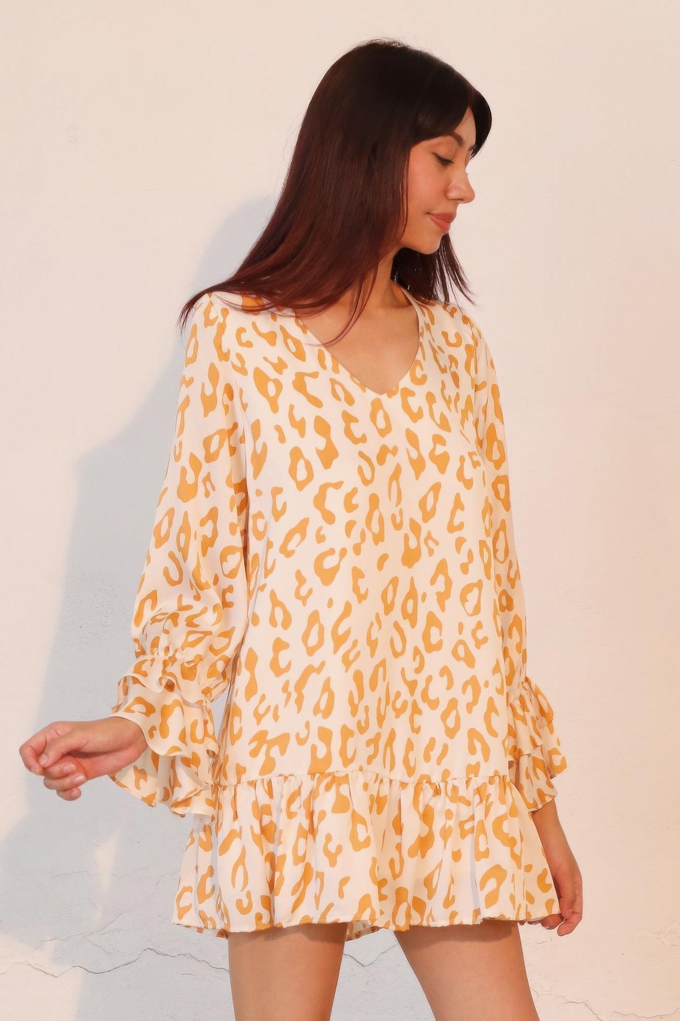 Leopard Print Ruffle Dress - Lightweight Fabric - Casual Style for Women - Perfect for Summer Outings and Parties