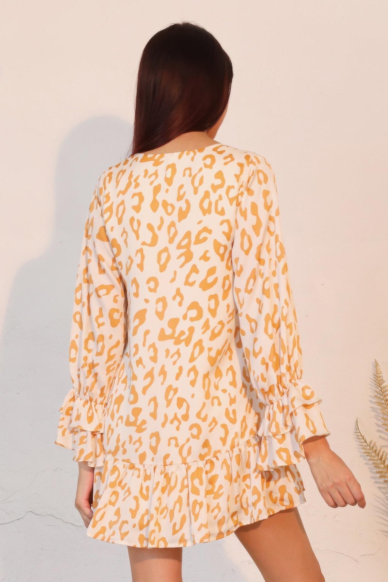 Leopard Print Ruffle Dress - Lightweight Fabric - Casual Style for Women - Perfect for Summer Outings and Parties