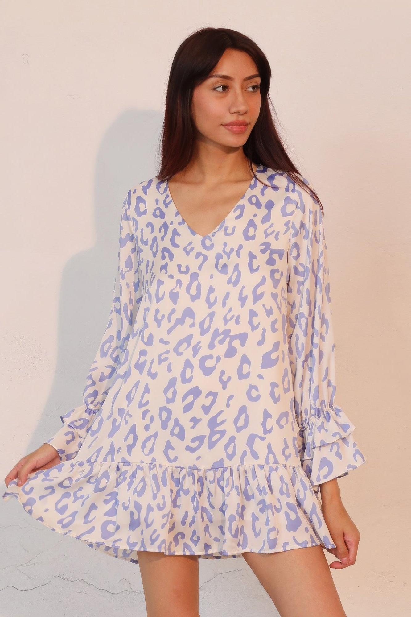 Leopard Print Ruffle Dress - Lightweight Fabric - Casual Style for Women - Perfect for Summer Outings and Parties