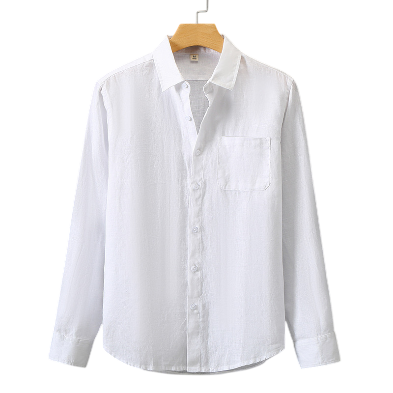 Linen Button-Up Shirt for Men - Casual Short Sleeve Design - Lightweight Summer Wear
