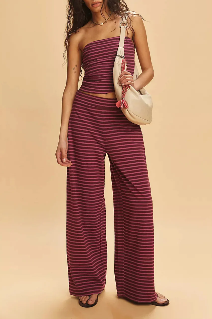 Linen Striped Bedding Set - Soft and Breathable Fabric - Modern Design for Bedroom - Queen Size