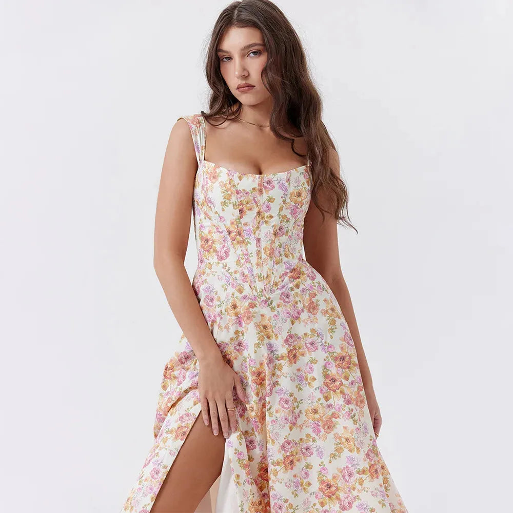 Meadow Muse Floral Print Cotton Dress - Casual Summer Wear for Women