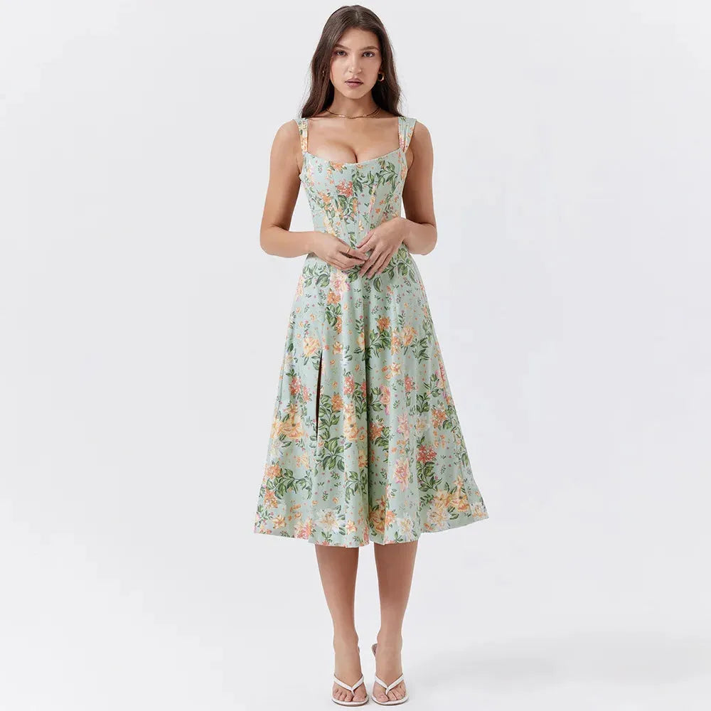 Meadow Muse Floral Print Cotton Dress - Casual Summer Wear for Women