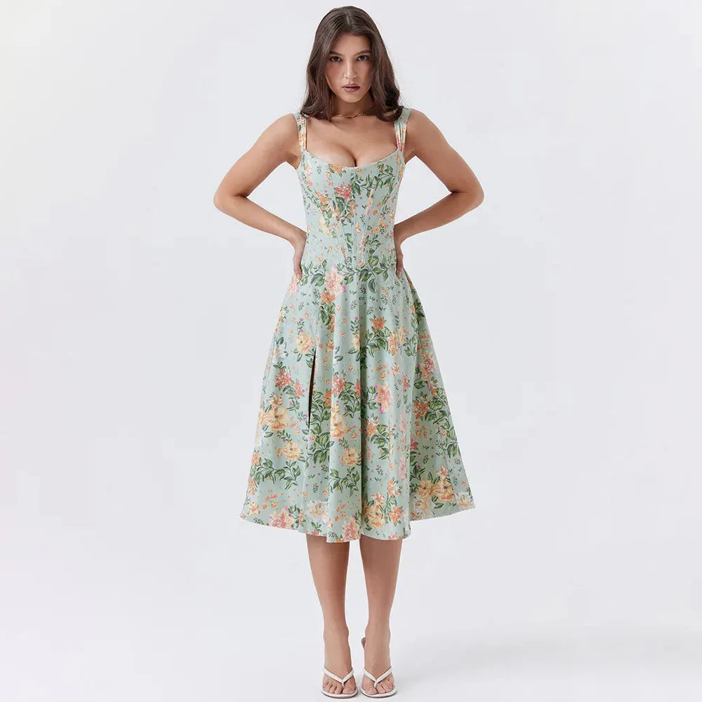 Meadow Muse Floral Print Cotton Dress - Casual Summer Wear for Women