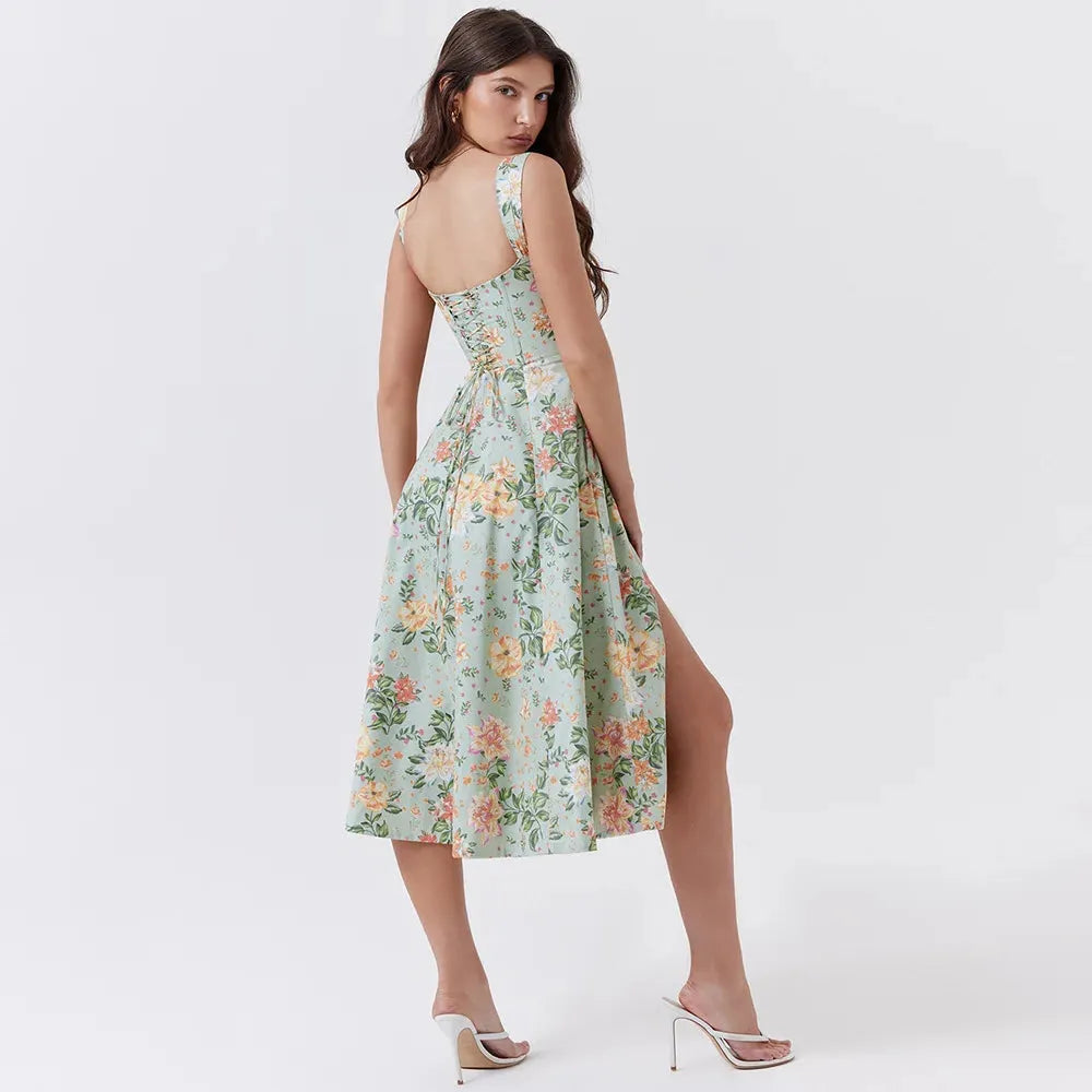 Meadow Muse Floral Print Cotton Dress - Casual Summer Wear for Women