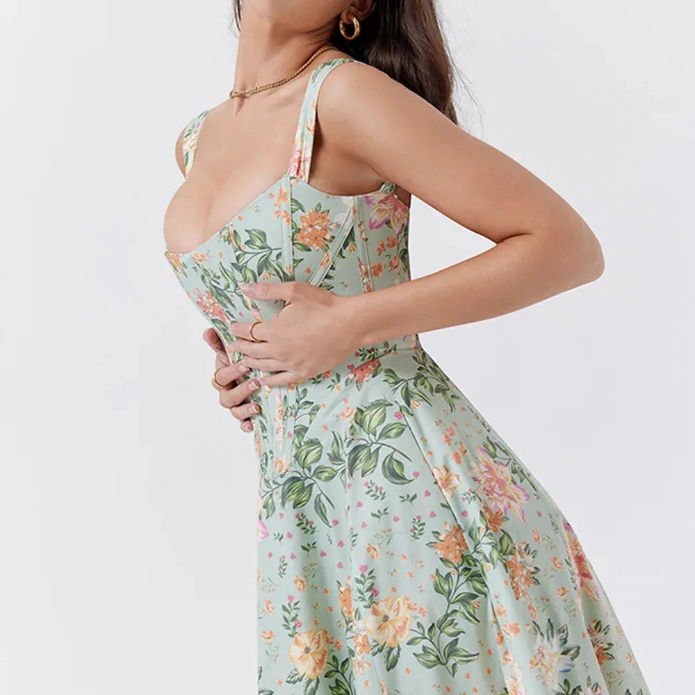 Meadow Muse Floral Print Cotton Dress - Casual Summer Wear for Women